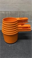 Vintage Set Of 6 Tupperware Canada Orange Measurin