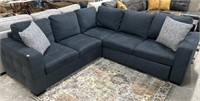Blue Upholstered Sectional With Sleeper Option