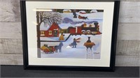 Maud Lewis Print Train At Station Overall Frame Si