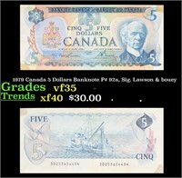 1979 Canada 5 Dollars Banknote P# 92a, Sig. Lawson