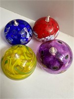 Vintage Hand Blown Glass Sphere Oil Lamps