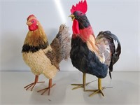 Rooster &  Chicken Figures 12.5in & 11.5in Tall