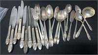 28 Pieces 1847 Roger Bros First Love Pattern Silve