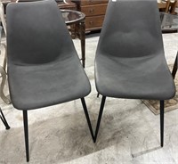 Pair of Faux Leather Dining Chairs in Dark Grey