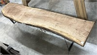 Wood Live Edge Bench on Industrial style
