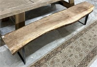 Wood Live Edge Bench on Industrial style