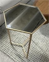 Mirror top side table with gold frame