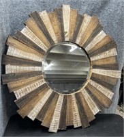 32” Dia. Wood Windmill Design Wall Mirror