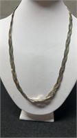 Sterling Silver Italy 925 Braided Necklace 14"