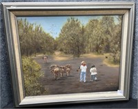 Logging by Mule Signed Canvas Framed