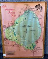 Lake O Fishing Map on Wood Board