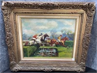 Horse Jumping Canvas in Frame