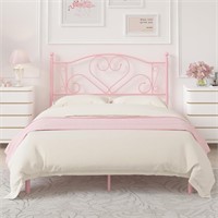 Weehom Full Size Bed Frame with Headboard  Pink
