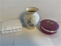 Lenox Vase , Alabaster Jewel Box & Royal