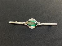 1920s Sterling Faceted Stone Bar Pin