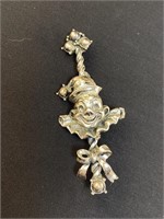 Victorian Silver Figural Detailed Jester Brooch