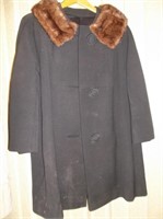 Vtg Lyttons Wool Mink Collared Suit Skirt