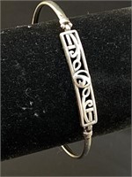 Sterling Silver Open Work Hinged Bangle