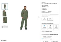 E8175  Leg Avenue Men's Top Gun Flight Suit Costum