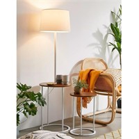 58 in. White Floor Lamp with Nesting Table Set
