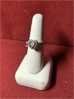 NICE STERLING SILVER HEART SHAPED RING SIZE 7