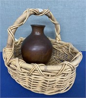 Wicker Basket , Brass Style Vase