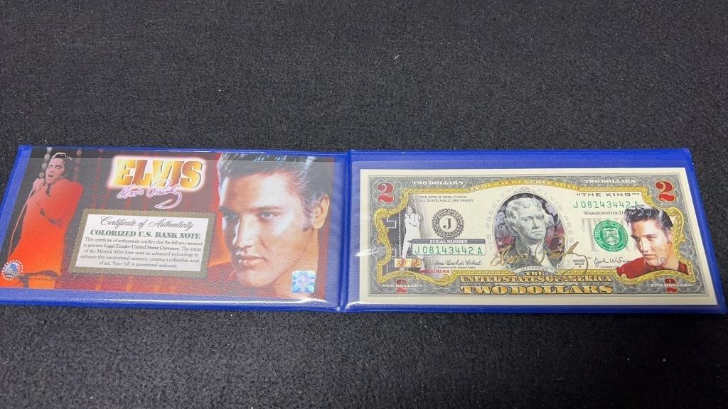 2003 Elvis Presley US 2 Dollar Colored Bank Note W