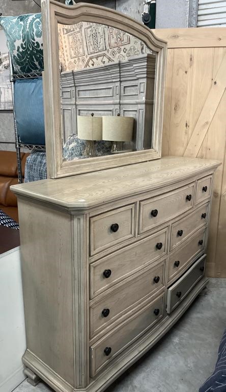 Ashley Furniture Tan Washed Dresser with Mirror,