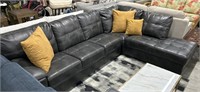 Gray Leather Style 2 Piece Sectional