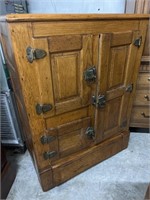 Vintage Oak 3 Door Ice Box / Refrigerator 33 x 20