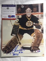 Signed Gerry Cheevers PSA DNA Certified 8x10