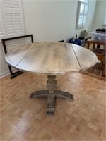 Wooden Drop Leaf Pedestal Table, 42"D