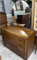 Vintage Art Deco Waterfall Dresser with Mirror ,