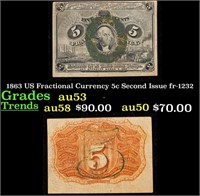 1863 US Fractional Currency 5c Second Issue fr-123