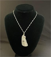 Silver Wire & Stone and Bead Pendant w Chain