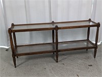 Wicker & Glass Tiered Console Table