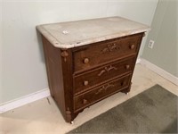 Antique Marble Top 3-Drawer Chest-Basement