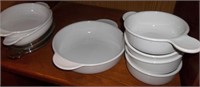 White Corningware Microwavable Bowls