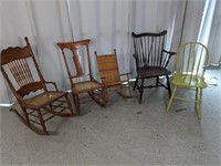 (5) Vintage Wooden Chairs- Various Styles