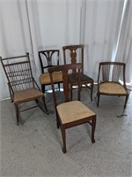 (5) Vintage Wooden Chairs- Various Styles