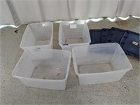 (4) Clear Totes w/ Blue Lids