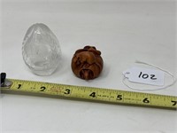 Faberge Etched Crystal Egg, Netsuke