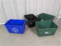 (4) Recycle Style Totes- No Lids