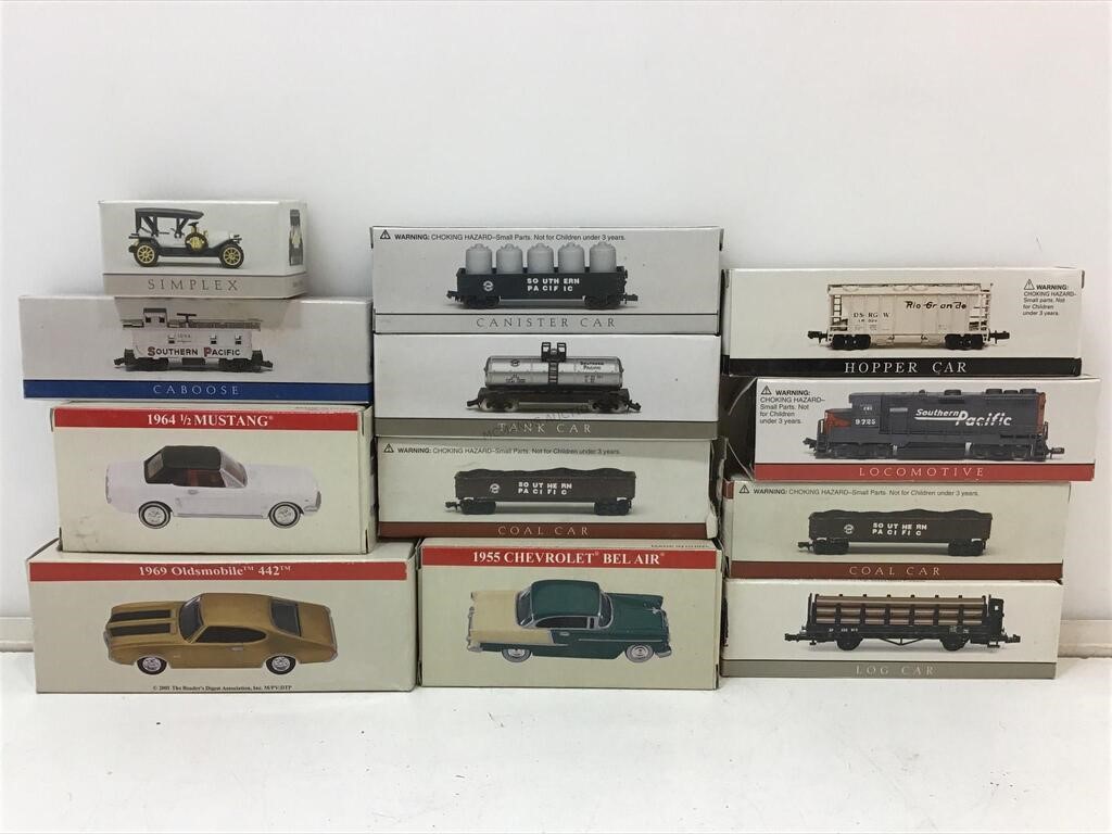 N Gauge Train Cars, Engine and Vehicles in Boxes