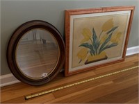 Framed Watercolor, Oval Victorian Mirror