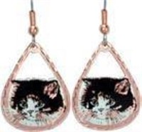 Copper Reflections Drop Earrings  - Cat Face