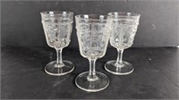 3 Bellaire EAPG " Girl With Fan Water Goblets