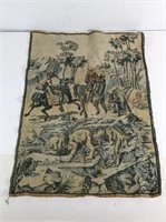 Vintage 30's Arabian Lion Hunting Scene Tapestry