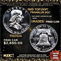 Proof ***Auction Highlight*** 1955 Franklin Half D