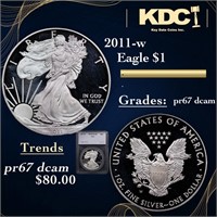 Proof 2011-w Silver Eagle Dollar 1 Graded pr67 dca